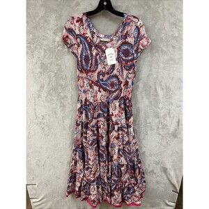 Soft Surroundings Dress Women’s S Maxi Long Paisley Tiered‎ Broomstick Boho Red